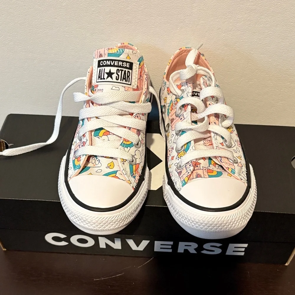 Converse Kids' White Sneakers with Colorful Print - Picture 2 of 6